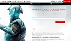 Web oficial Códigos promocionales para Warframe